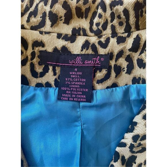 Willi Smith vintage cheetah animal print 3/4 sleeves blazer jacket size 4 - Picture 3 of 7